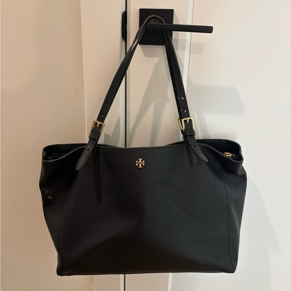 Tory Burch Black Tote with Gold Accents